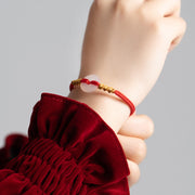 Buddha Stones White Chalcedony Peace Buckle Connection Rope Knot Bracelet - image 12