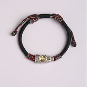 Buddha Stones Pi Xiu Wealth Luck Hand-woven Rope Bracelet - Black Red Rope(Wrist Circumference:14-24cm) - image 6