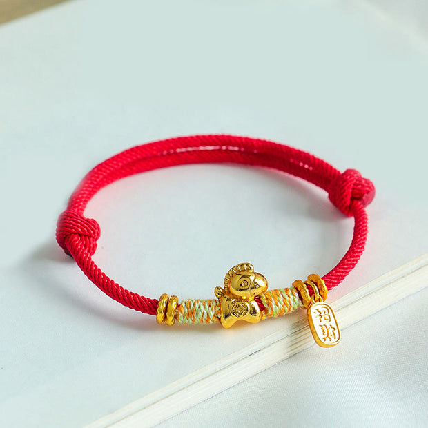 Buddha Stones Year Of The Horse Red String Black String Lucky Fortune Charm Braided Connection Bracelet - image 2