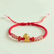 Buddha Stones Year Of The Horse Multicolored String Peach Blossom Knot Red String Luck Bracelet - Red String(Wrist Circumference: 15-19cm) - image 1
