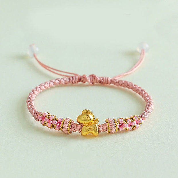 Buddha Stones Year Of The Horse Multicolored String Peach Blossom Knot Red String Luck Bracelet - Pink String(Wrist Circumference: 15-19cm) - image 10