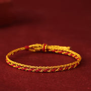 Buddha Stones 999 Gold Beads Year Of The Horse Double Wrap Golden Red String Luck Bracelet - image 2