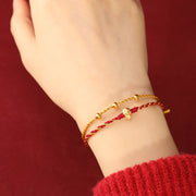 Buddha Stones 999 Gold Beads Year Of The Horse Double Wrap Golden Red String Luck Bracelet - image 17