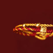 Buddha Stones 999 Gold Beads Year Of The Horse Double Wrap Golden Red String Luck Bracelet - image 12