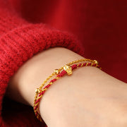 Buddha Stones 999 Gold Beads Year Of The Horse Double Wrap Golden Red String Luck Bracelet - image 16