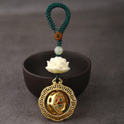 Buddha Stones Bodhi Seed Lotus Hetian Jade Bead Copper Rotatable Peace Key Chain - image 2