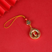 Buddha Stones Copper Prayer Wheel Five Directions Gods Of Wealth Balance Rotatable Key Chain - Five Directions Gods of Wealth - Regular Rope - image 4