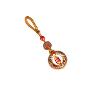Buddha Stones Copper Prayer Wheel Five Directions Gods Of Wealth Balance Rotatable Key Chain - image 3