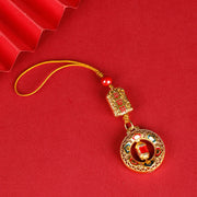 Buddha Stones Copper Prayer Wheel Five Directions Gods Of Wealth Balance Rotatable Key Chain - Peace Talisman - Regular Rope - image 8