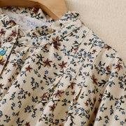 Buddha Stones Fall Floral Print Buttons Down Design Women's Cotton Long Sleeve Shirt - image 10