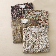Buddha Stones Fall Floral Print Buttons Down Design Women's Cotton Long Sleeve Shirt - image 29