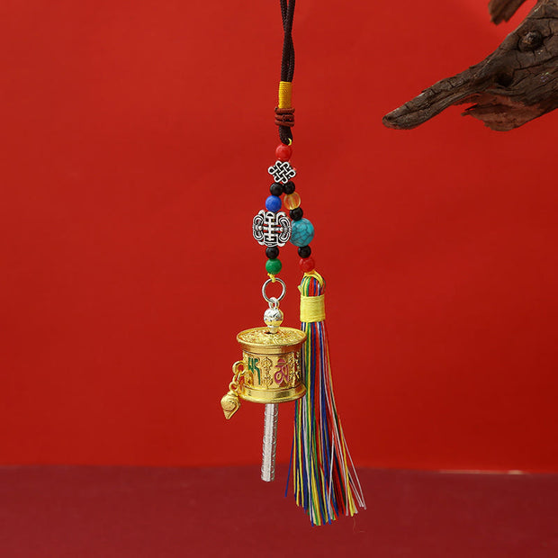 FREE Today: Purity and Peace Prayer Wheel Om Mani Padme Hum Colorful Tassels Key Chain - Light Gold - image 8