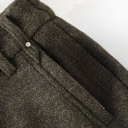 Buddha Stones Plain Button Cotton Thick Wool Women's Wide Leg Pants With Pockets - image 3