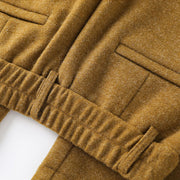 Buddha Stones Plain Button Cotton Thick Wool Women's Wide Leg Pants With Pockets - image 9