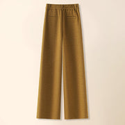 Buddha Stones Plain Button Cotton Thick Wool Women's Wide Leg Pants With Pockets - image 6