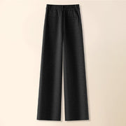 Buddha Stones Plain Button Cotton Thick Wool Women's Wide Leg Pants With Pockets - image 13