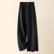 Buddha Stones Plain Button Cotton Thick Wool Women's Wide Leg Pants With Pockets - Black - US12，UK/AU16，EU44 (3XL) - image 12