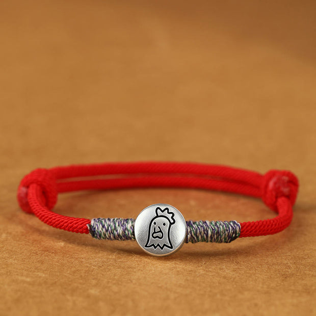 Buddha Stones 999 Sterling Silver Year Of The Horse Chinese Zodiac String Braided Luck Bracelet - Rooster Red String - 19-23cm - image 40