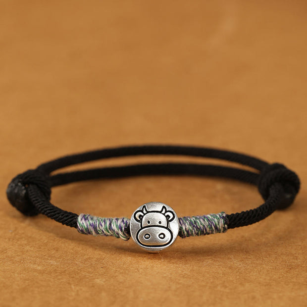 Buddha Stones 999 Sterling Silver Year Of The Horse Chinese Zodiac String Braided Luck Bracelet - Ox Black String - 19-23cm - image 44
