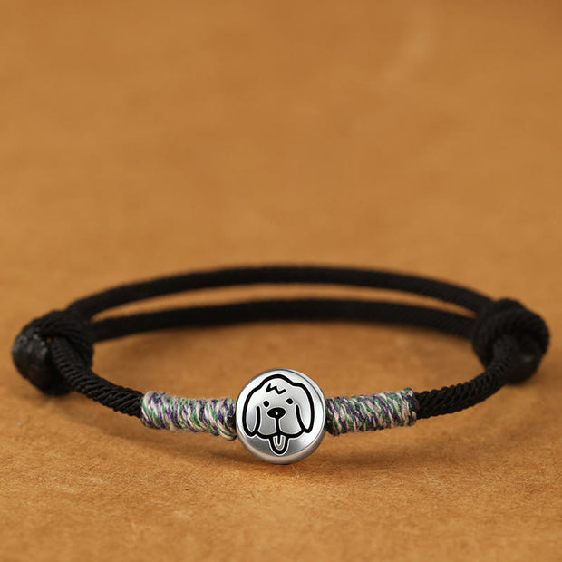 Buddha Stones 999 Sterling Silver Year Of The Horse Chinese Zodiac String Braided Luck Bracelet - Dog Black String - 19-23cm - image 53