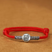 Buddha Stones 999 Sterling Silver Year Of The Horse Chinese Zodiac String Braided Luck Bracelet - Dragon Red String - 19-23cm - image 33