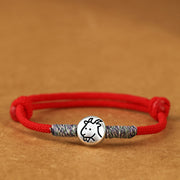 Buddha Stones 999 Sterling Silver Year Of The Horse Chinese Zodiac String Braided Luck Bracelet - Goat Red String - 19-23cm - image 38