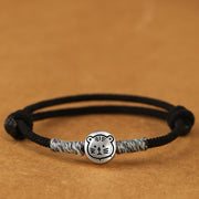 Buddha Stones 999 Sterling Silver Year Of The Horse Chinese Zodiac String Braided Luck Bracelet - Tiger Black String - 19-23cm - image 45