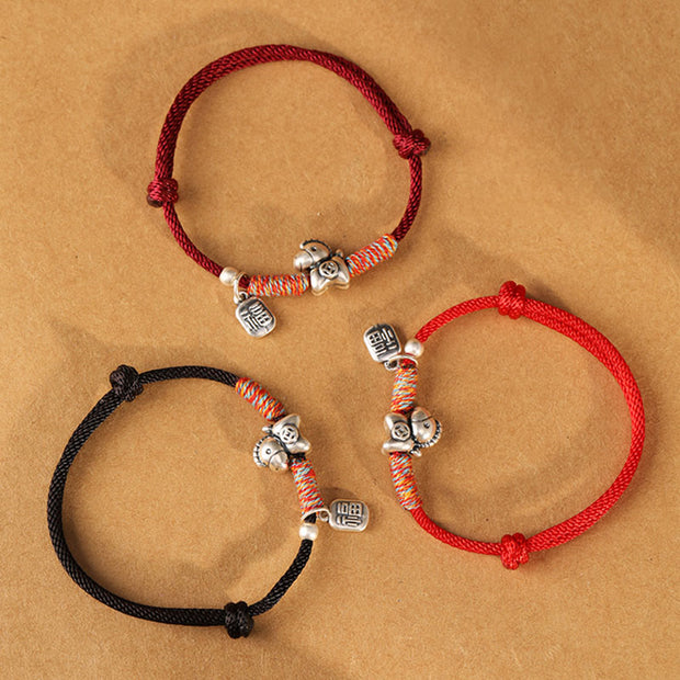 Buddha Stones 999 Sterling Silver Year Of The Horse Fu Character Charm String Braided Luck Bracelet - image 20
