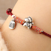 Buddha Stones 999 Sterling Silver Year Of The Horse Fu Character Charm String Braided Luck Bracelet - image 13