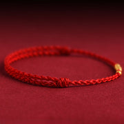 Buddha Stones 925 Sterling Silver Plated Gold Beads Red String Connection Adjustable Bracelet - image 8