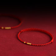 Buddha Stones 925 Sterling Silver Plated Gold Beads Red String Connection Adjustable Bracelet - image 10