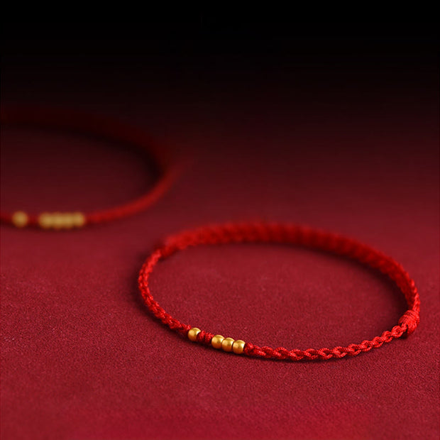 Buddha Stones 925 Sterling Silver Plated Gold Beads Red String Connection Adjustable Bracelet - image 10