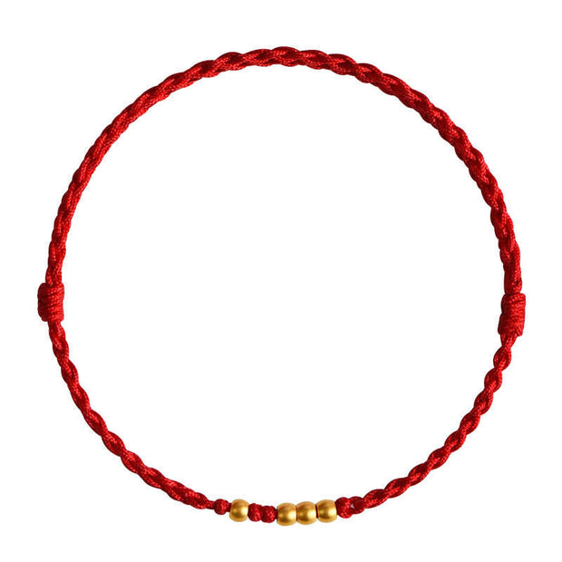 Buddha Stones 925 Sterling Silver Plated Gold Beads Red String Connection Adjustable Bracelet - image 9