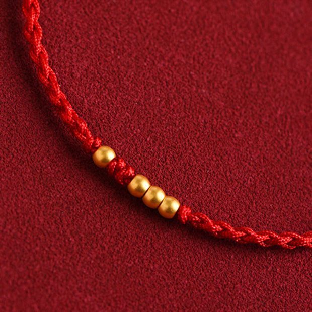 Buddha Stones 925 Sterling Silver Plated Gold Beads Red String Connection Adjustable Bracelet - image 4