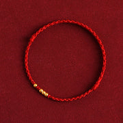 Buddha Stones 925 Sterling Silver Plated Gold Beads Red String Connection Adjustable Bracelet - image 1