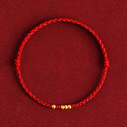 Buddha Stones 925 Sterling Silver Plated Gold Beads Red String Connection Adjustable Bracelet - image 2