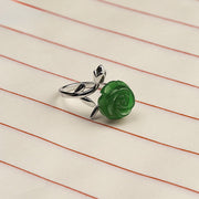 Buddha Stones Rose Green Jasper Copper Plated Silver Adjustable Balance Ring - image 8