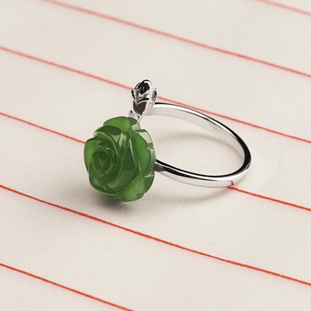 Buddha Stones Rose Green Jasper Copper Plated Silver Adjustable Balance Ring - image 7