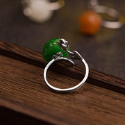 Buddha Stones Rose Green Jasper Copper Plated Silver Adjustable Balance Ring - image 4