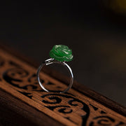 Buddha Stones Rose Green Jasper Copper Plated Silver Adjustable Balance Ring - image 2