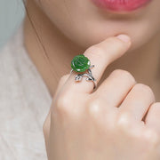 Buddha Stones Rose Green Jasper Copper Plated Silver Adjustable Balance Ring - image 10