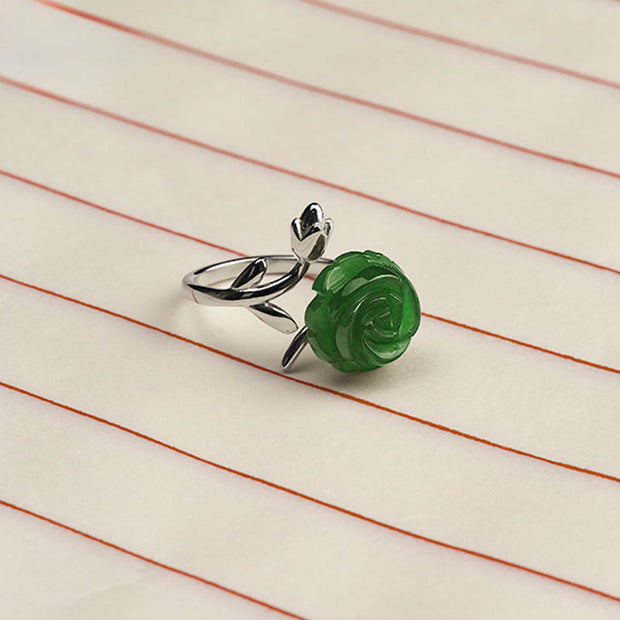 Buddha Stones Rose Green Jasper Copper Plated Silver Adjustable Balance Ring - image 8