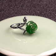 Buddha Stones Rose Green Jasper Copper Plated Silver Adjustable Balance Ring - image 5