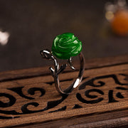 Buddha Stones Rose Green Jasper Copper Plated Silver Adjustable Balance Ring - image 3