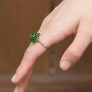 Buddha Stones Rose Green Jasper Copper Plated Silver Adjustable Balance Ring - image 9