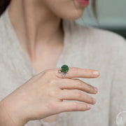 Buddha Stones Rose Green Jasper Copper Plated Silver Adjustable Balance Ring - image 11