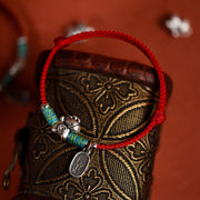 Buddha Stones 999 Sterling Silver Year Of The Horse 925 Sterling Silver Peace And Joy Charm String Braided Luck Bracelet Anklet - image 4