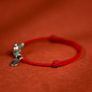 Buddha Stones 999 Sterling Silver Year Of The Horse 925 Sterling Silver Peace And Joy Charm String Braided Luck Bracelet Anklet - image 1