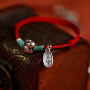 Buddha Stones 999 Sterling Silver Year Of The Horse 925 Sterling Silver Peace And Joy Charm String Braided Luck Bracelet Anklet - image 5
