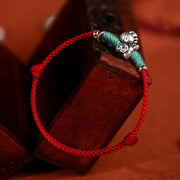 Buddha Stones 999 Sterling Silver Year Of The Horse 925 Sterling Silver Peace And Joy Charm String Braided Luck Bracelet Anklet - image 6